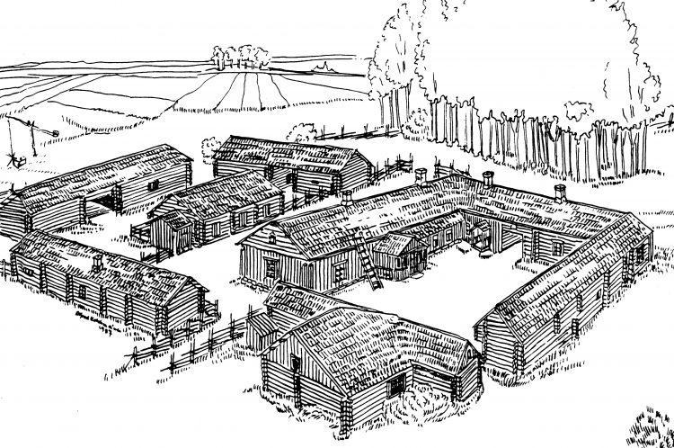 Kauppilan umpipiha piirros A. Kolehmainen