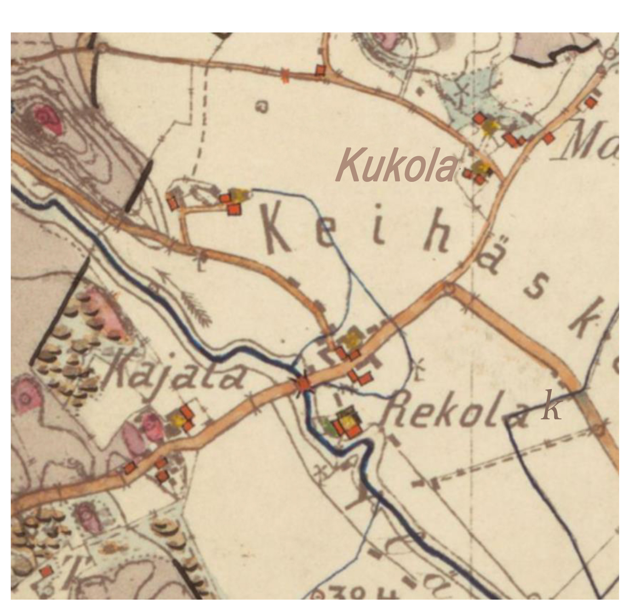 Kartan osa Kkoski 1883 To korj nimiä
